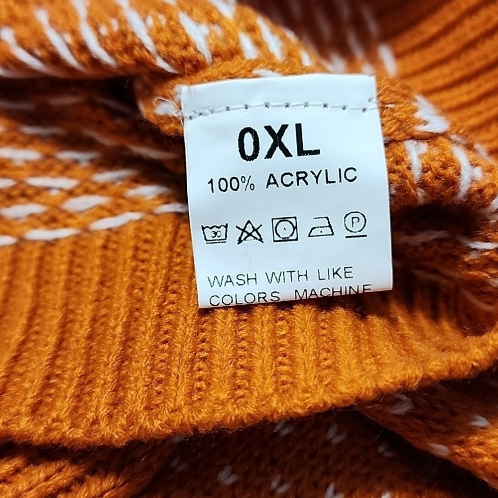Halloween Orange Skull and Crossbones Cardigan Sweater Sz 0XL - Picture 7 of 8